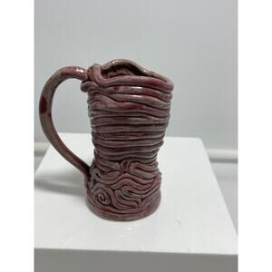 Broadbent Pottery Unusual Coil Coffee Mug with Purple Glaze 5 Inches